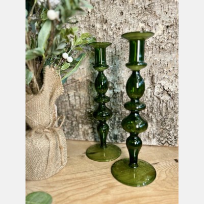 Bottle green glass Candlestick 
