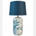 Birds in Foliage Lamp with Blue Shade
