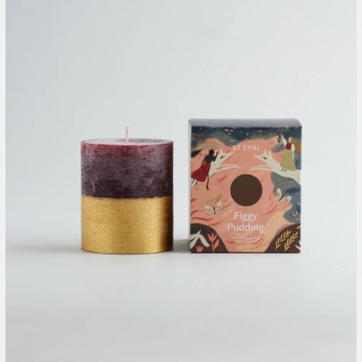 Figgy Pudding, Gold Half-Dipped Pillar Candle